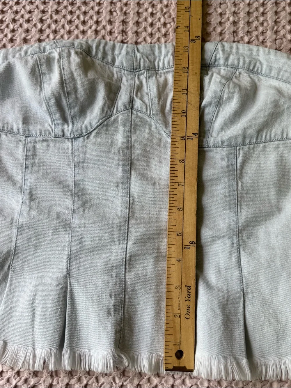 Free People Better Day Cropped Tube Top Small Light Denim Pre-owned